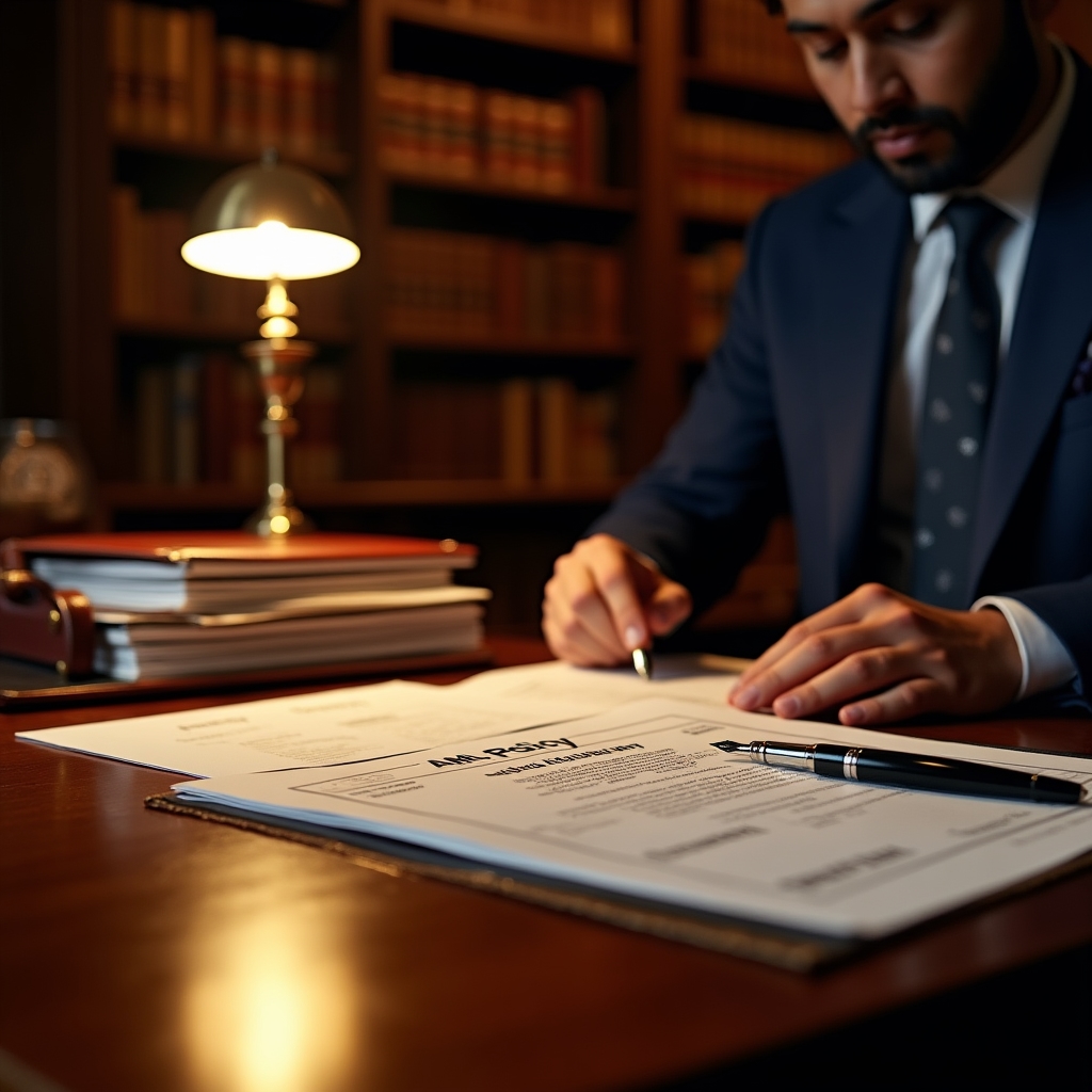 Compliance framework documents and regulatory overview displayed on a professional desk