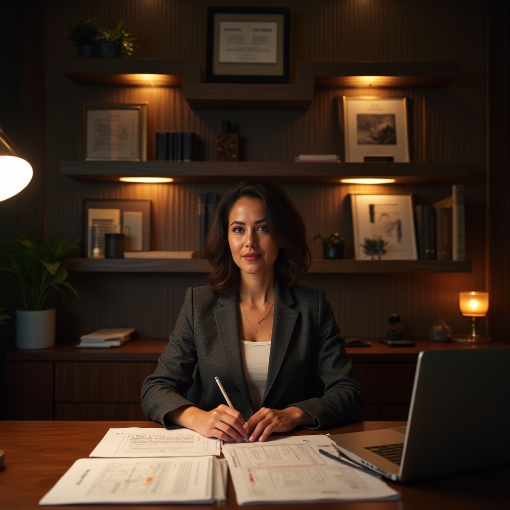 Financial professional analyzing cryptocurrency data on multiple screens in a modern office setting