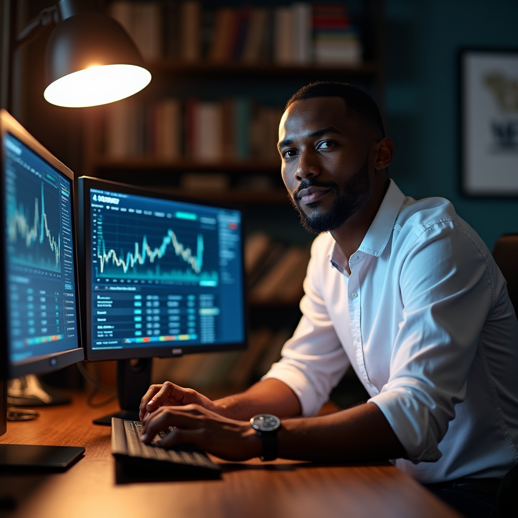 Secure trading platform interface displayed on a monitor in a professional office environment